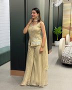 Elegant Floral Handwork Palazzo Co-Ord Set with Dupatta