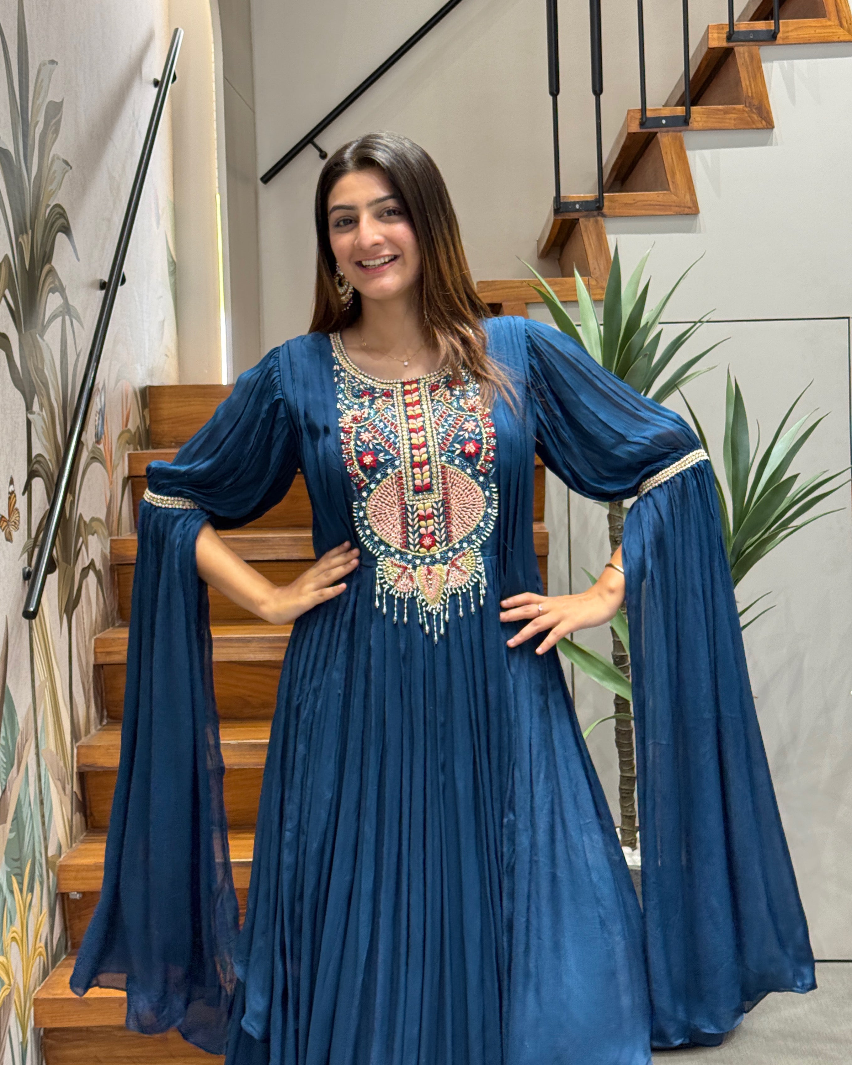 ✨ Midnight Blue Heritage Silk Gown ✨