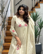 Elegant Handworked & Thread Work Kurti Set with Dupatta