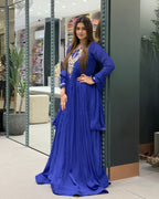 Royal Blue Handworked Flared Gown Set