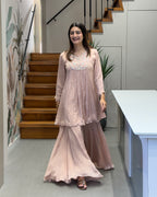 Luxury Handwork Chinon Kurta Plazo Set with Dupatta