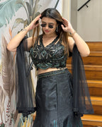 Designer Indo-Western Fish Cut Lehenga Set with Dupatta