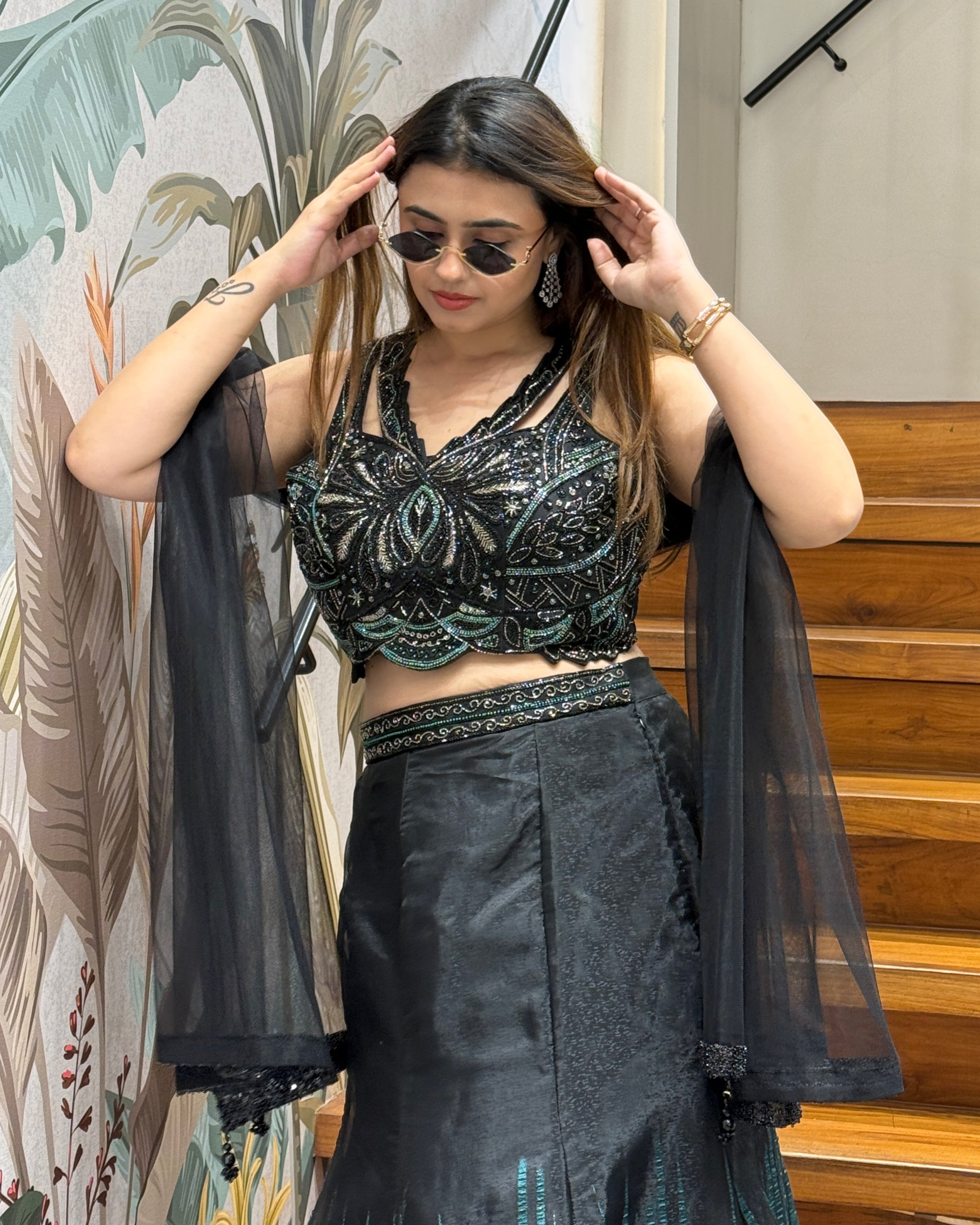 Designer Indo-Western Fish Cut Lehenga Set with Dupatta
