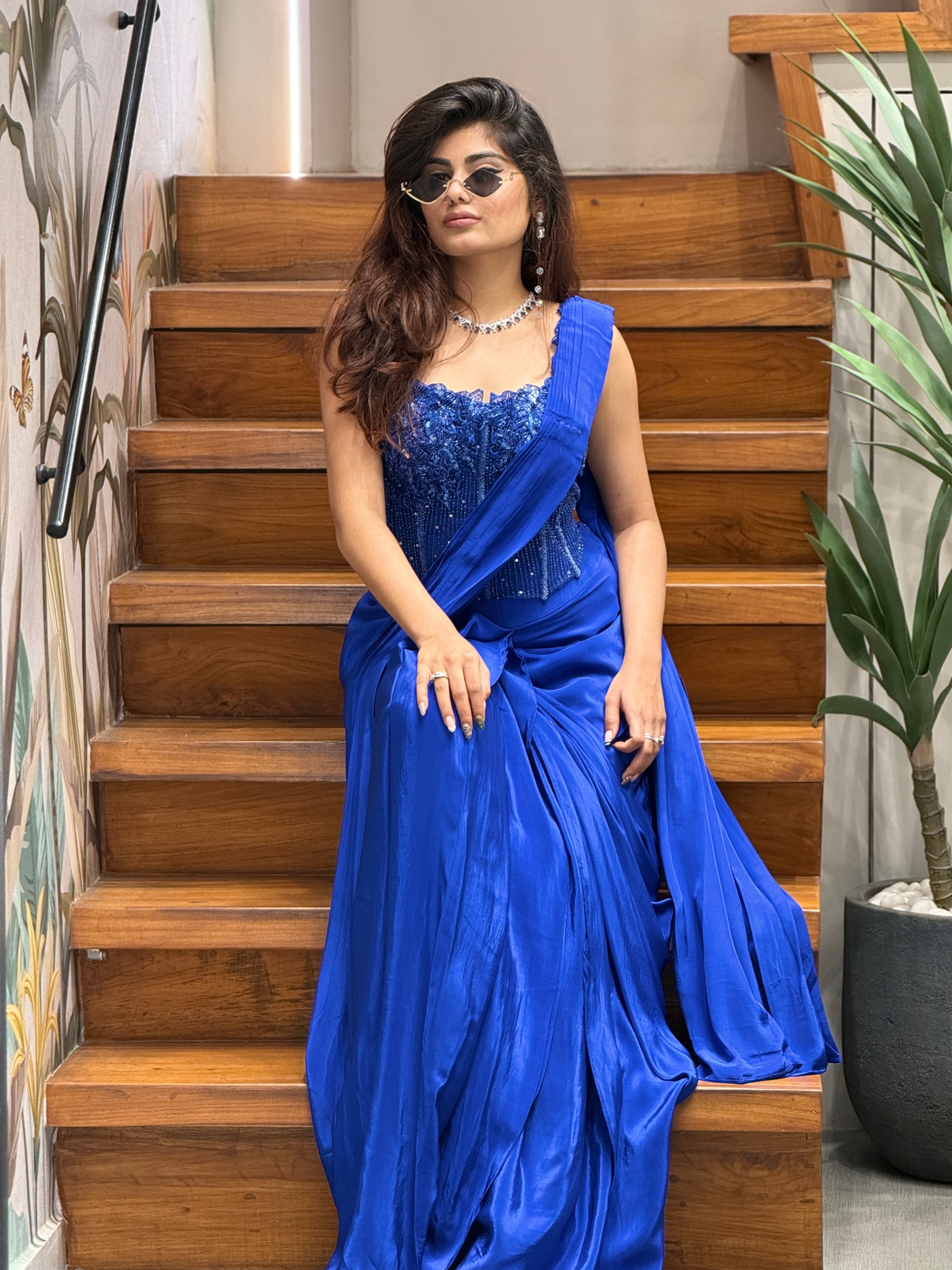 Designer Ready to Wear Saree with Heavy Handworked Blouse