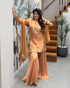 Elegant Mustard Gold Handworked Palazzo Set with Dupatta