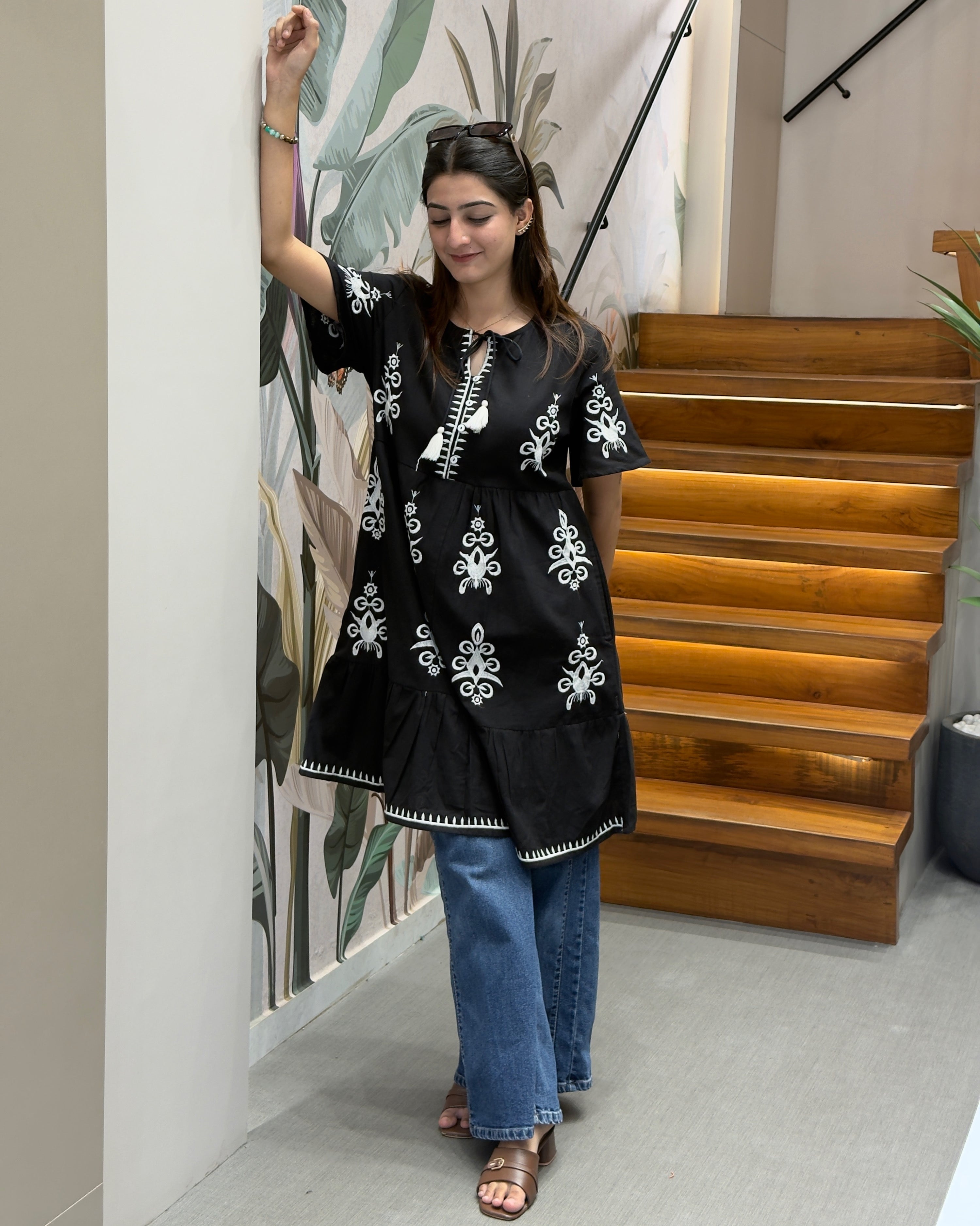 Boho Embroidered Cotton Tunic