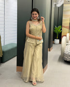 Elegant Floral Handwork Palazzo Co-Ord Set with Dupatta