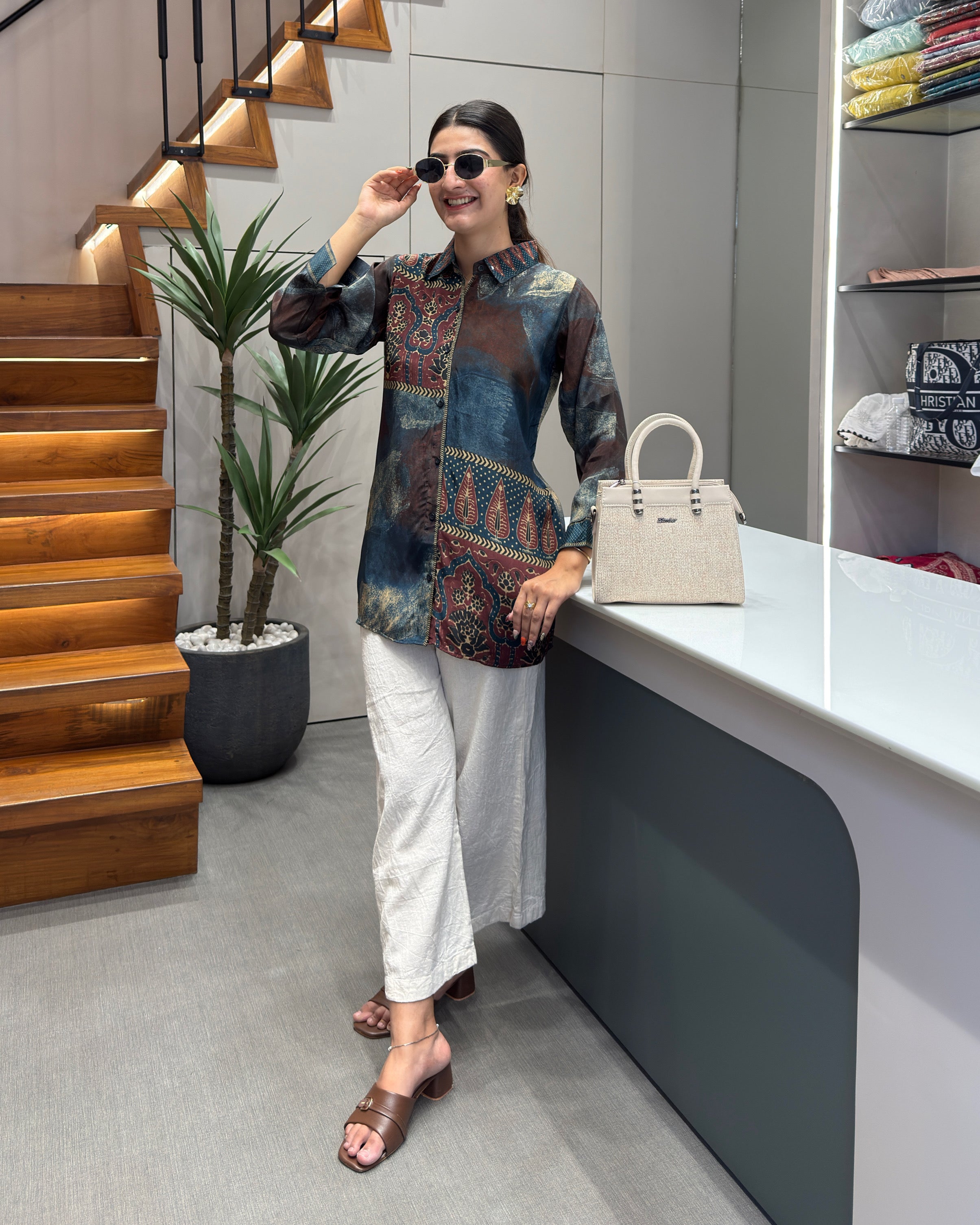 Abstract Print Premium Tunic Shirt