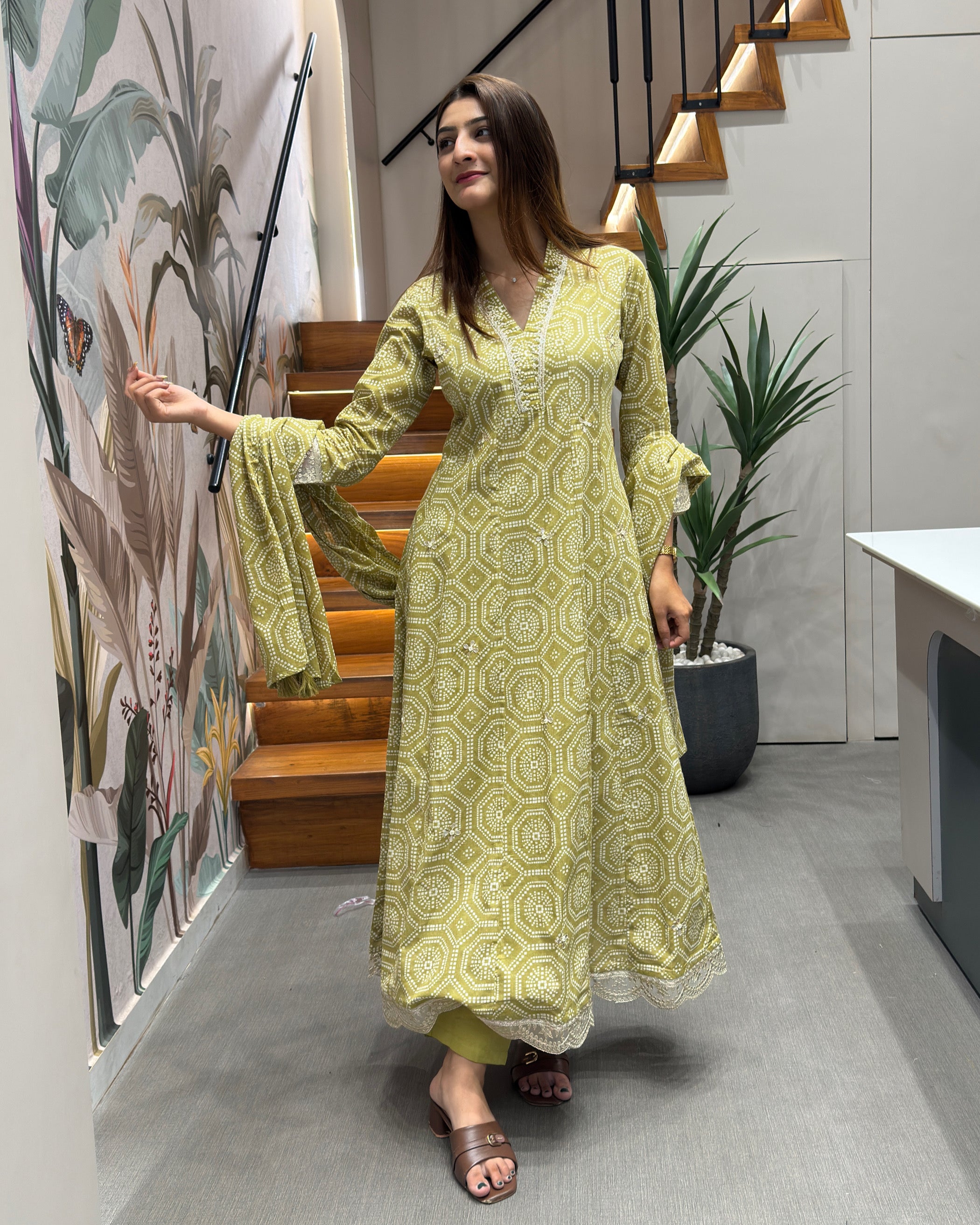 Elegant Printed Three Piece Kurti Set with Dupatta