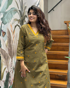 Elegant A-Line Thread Work Kurti Set