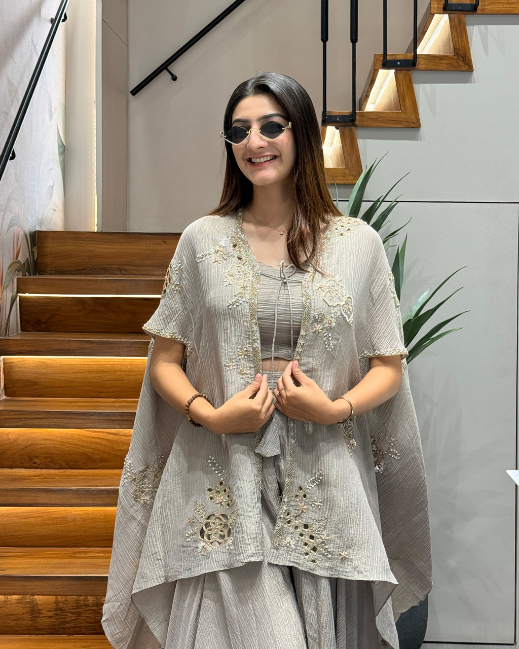 Designer Handworked Cape Style Palazzo Set