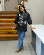 Elegant Black Embroidered Tunic Top