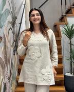 Elegant Cotton Floral Appliqué Co-Ord Set