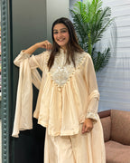 ✨ Ivory Luxe Heavy Handwork Silk Palazzo Set ✨