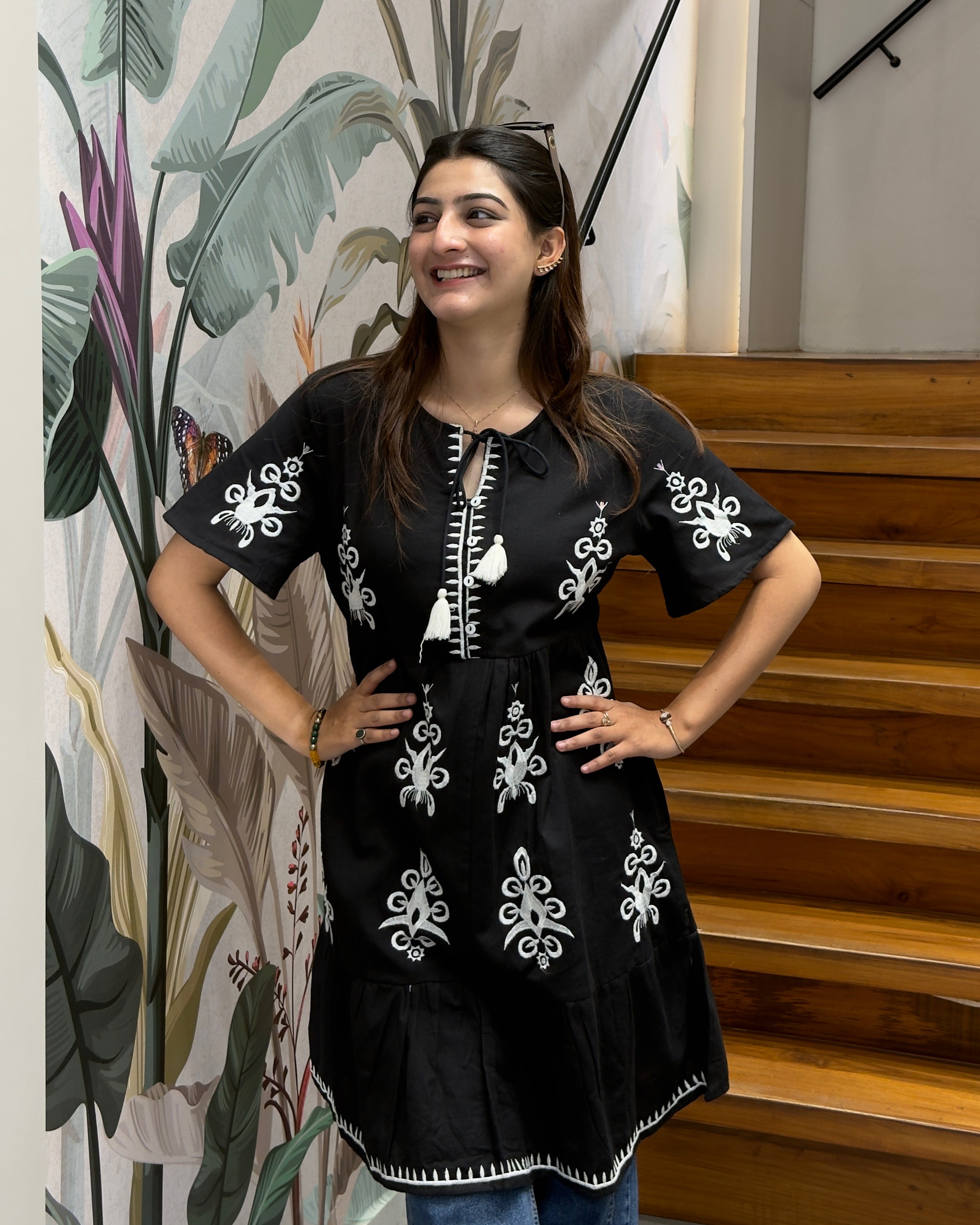 Boho Embroidered Cotton Tunic