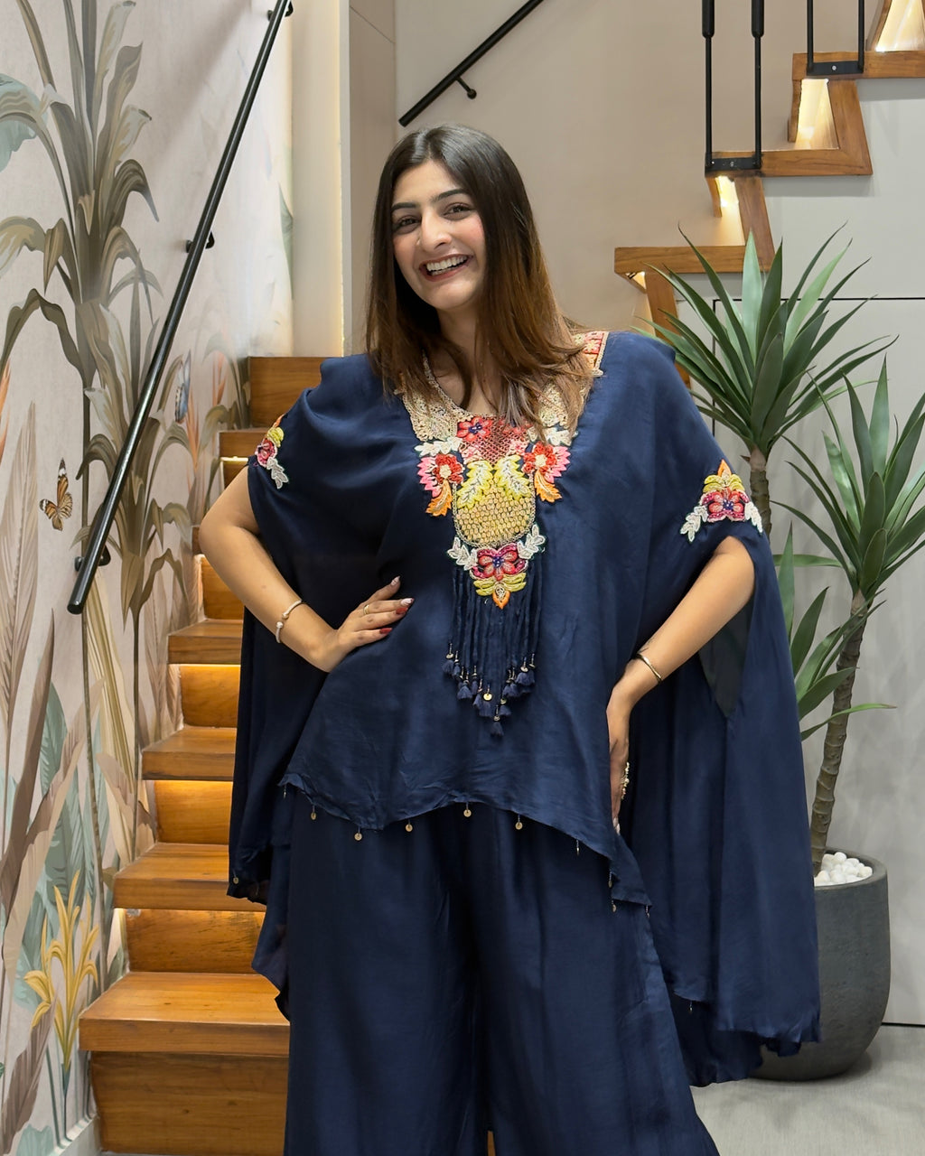Designer Khatli Work Kaftan Palazzo Set