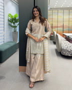 Champagne Shimmer Silk Handworked Salwar suit
