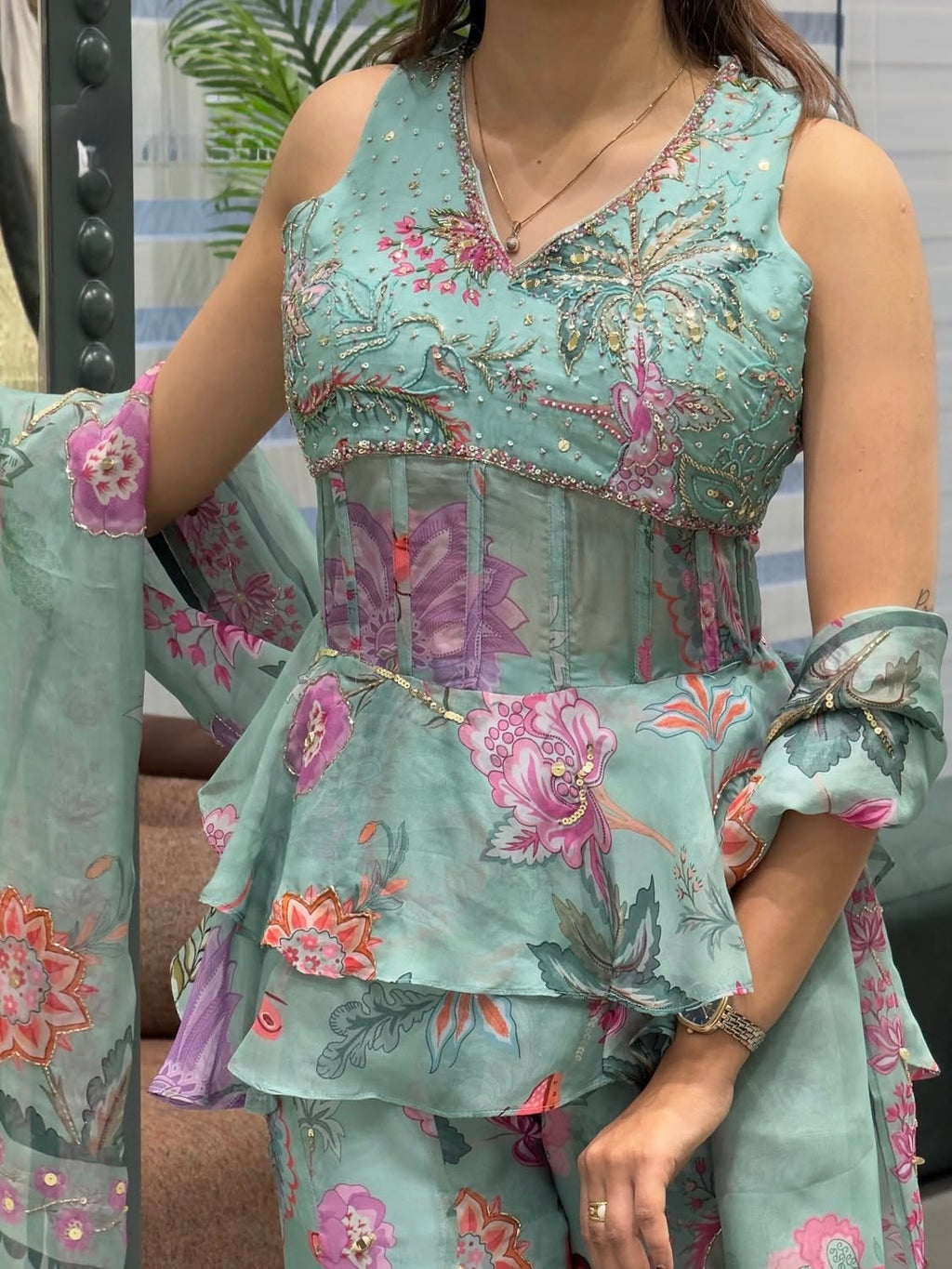 Sea Green Multi Floral