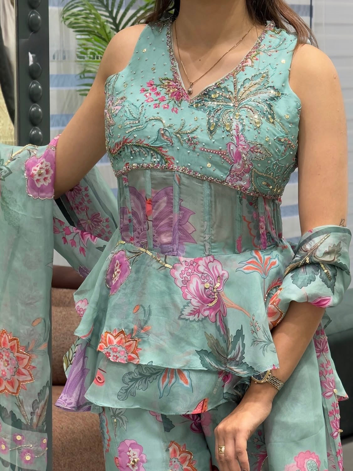 Sea Green Multi Floral