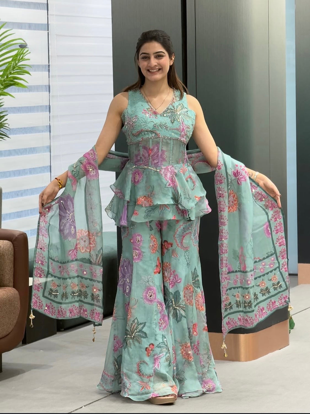 Sea Green Multi Floral