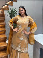 Designer Handworked Kurta Sharara Set with Dupatta